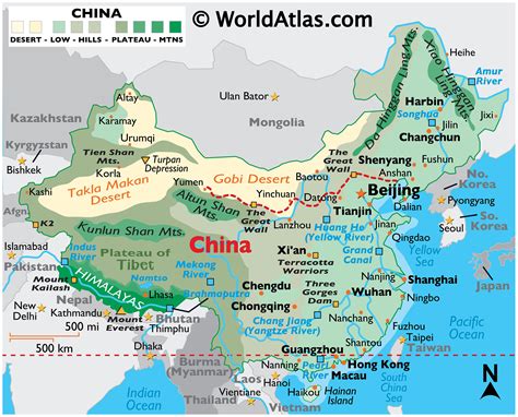 what physical features are in china and roman]